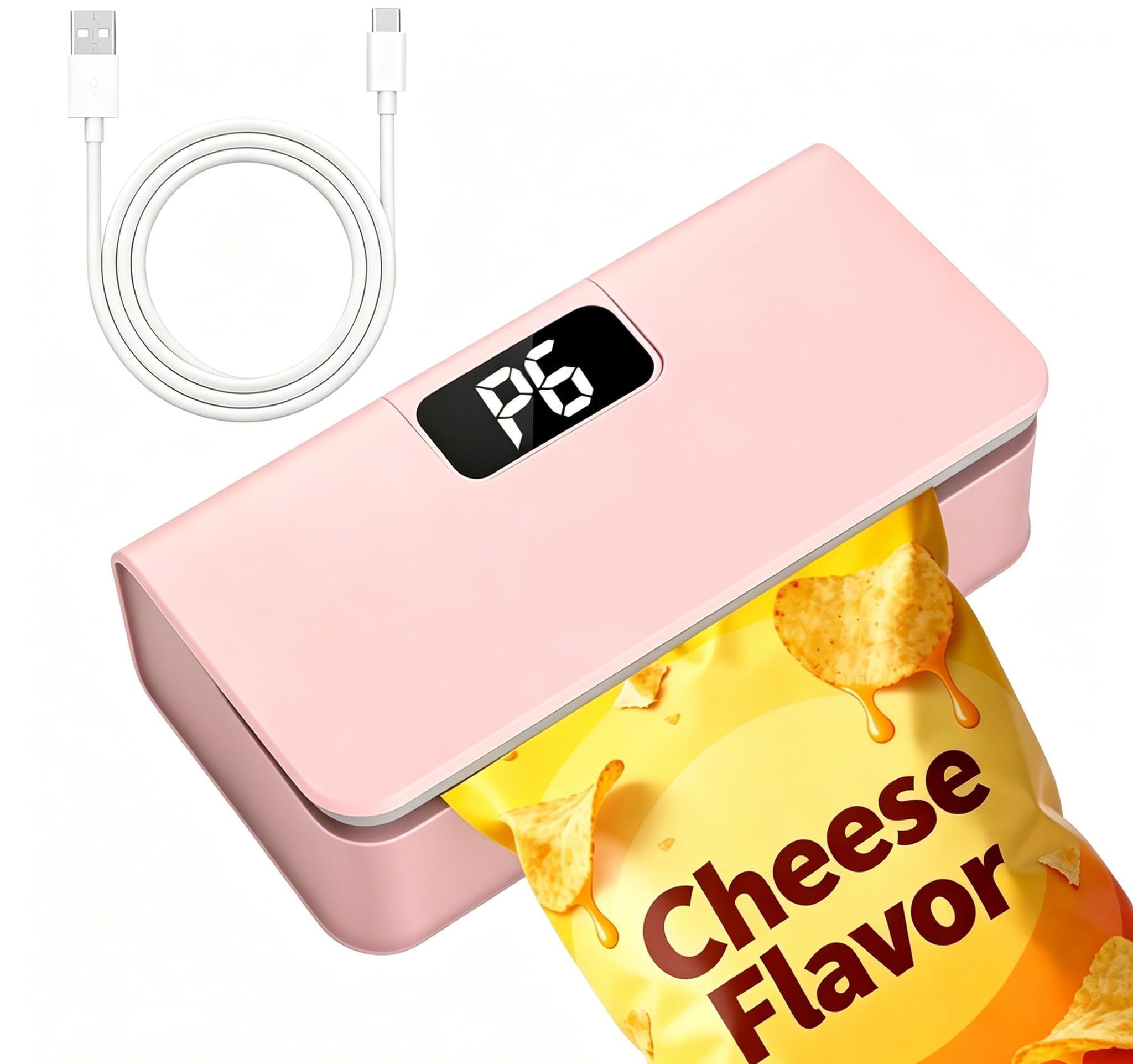 Mini Bag Sealer,Rechargeable Sealer Machine with LED Power Display,Heat Sealer and Cutter with 6 Adjustable Gears,Portable Bag Resealer for Chips Snacks Mylar Bags