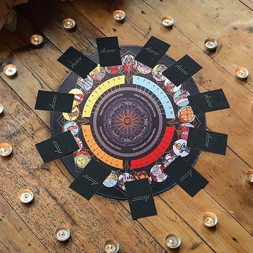 Miniatura 7 de Tablero de péndulo Adivinación de radiestesia, Altar Tarot Card Pad, Ceremonia de péndulo de radiestesia Alfombrilla de goma, Tablero de mensajes