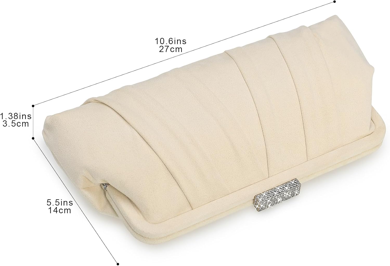 Rhinestone Clasp Clutch Purses for Women Faux Suede Evening Bag Formal Pleated Clutch Purse for Wedding Prom Party