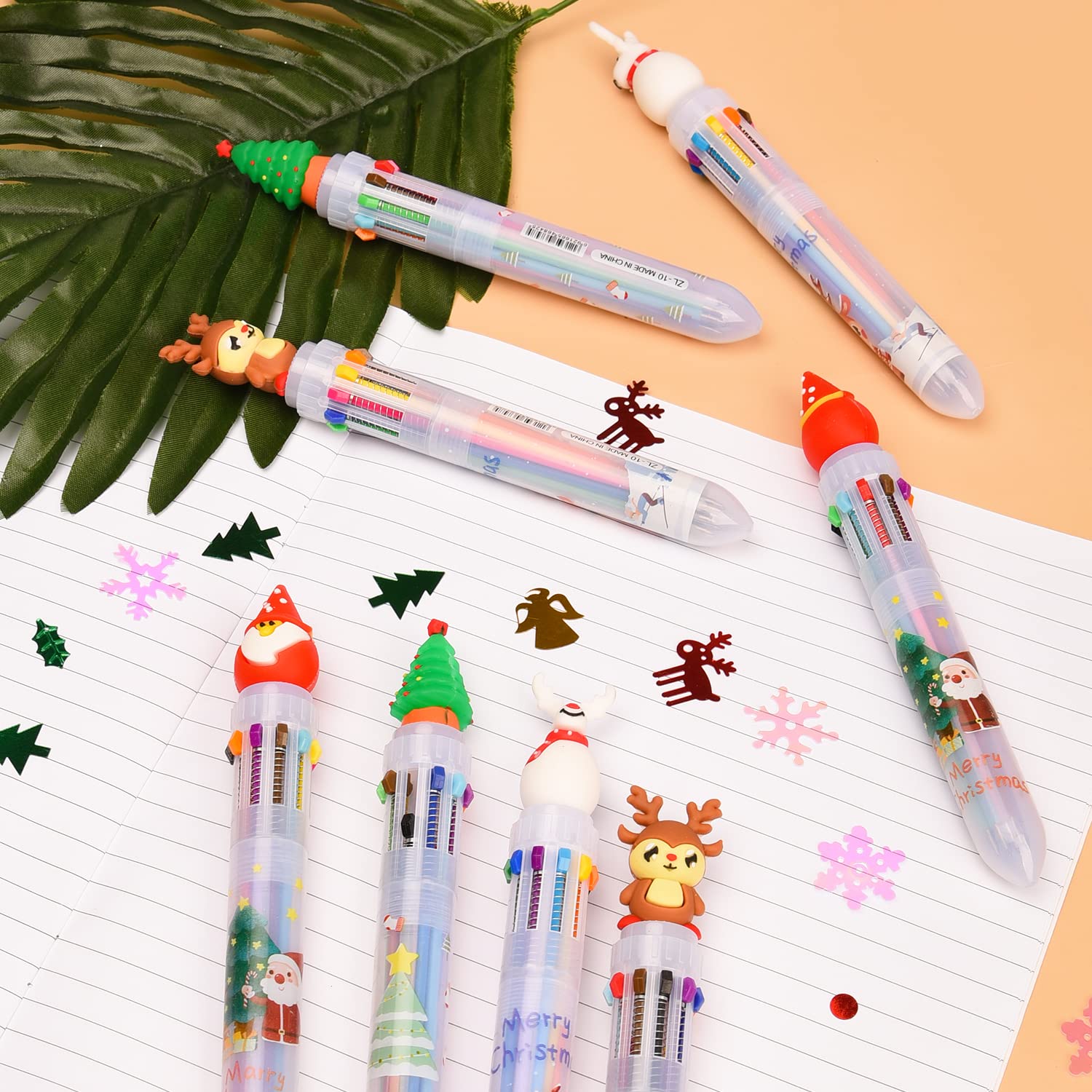 UNVOJL 8 Pieces Christmas Multicolor Ballpoint Pens 10-in-1 Retractable Ballpoint Pens for Office School Supplies (8) - Image 2
