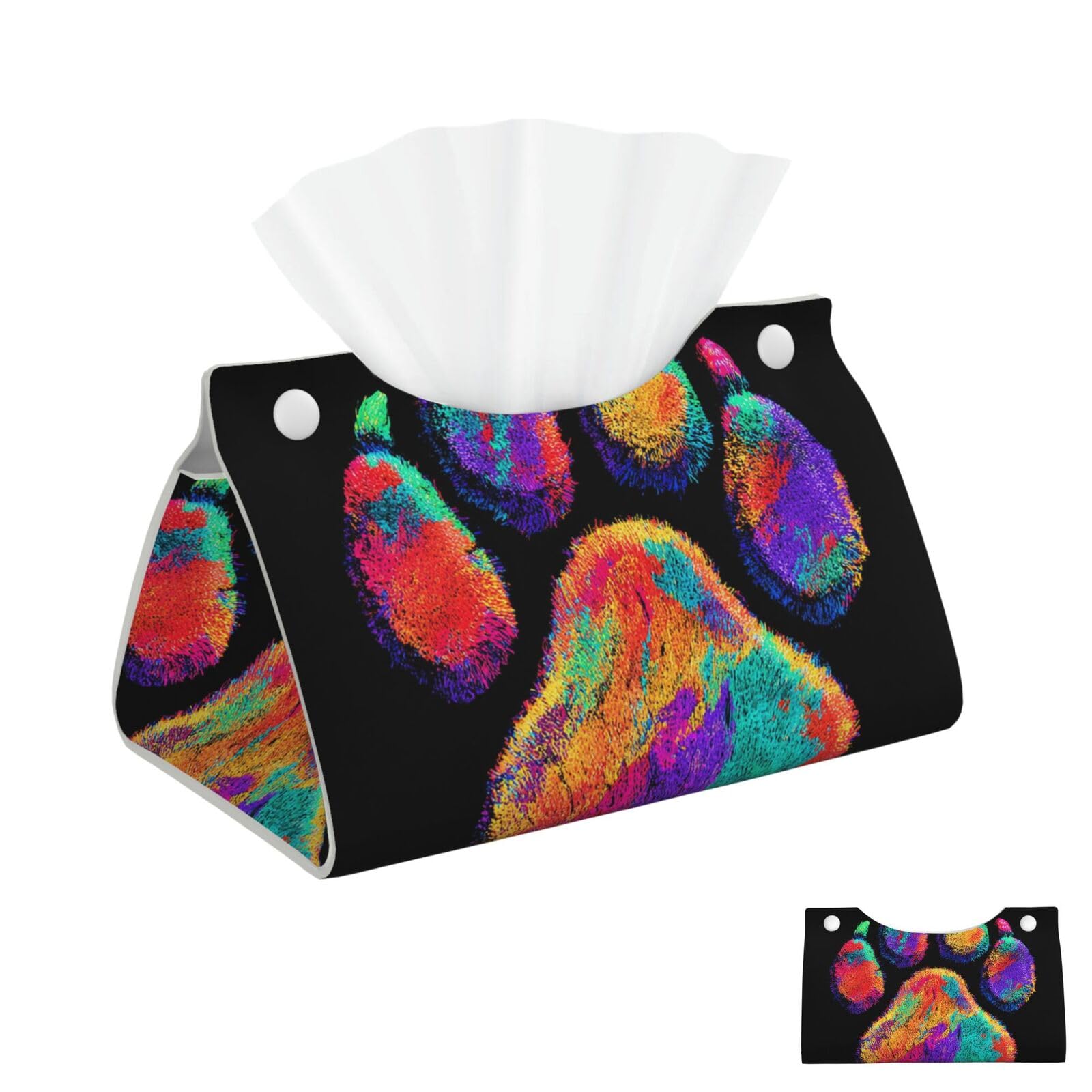 Colorful Dog Paw Tissue Box Cover Square Cube Boxes