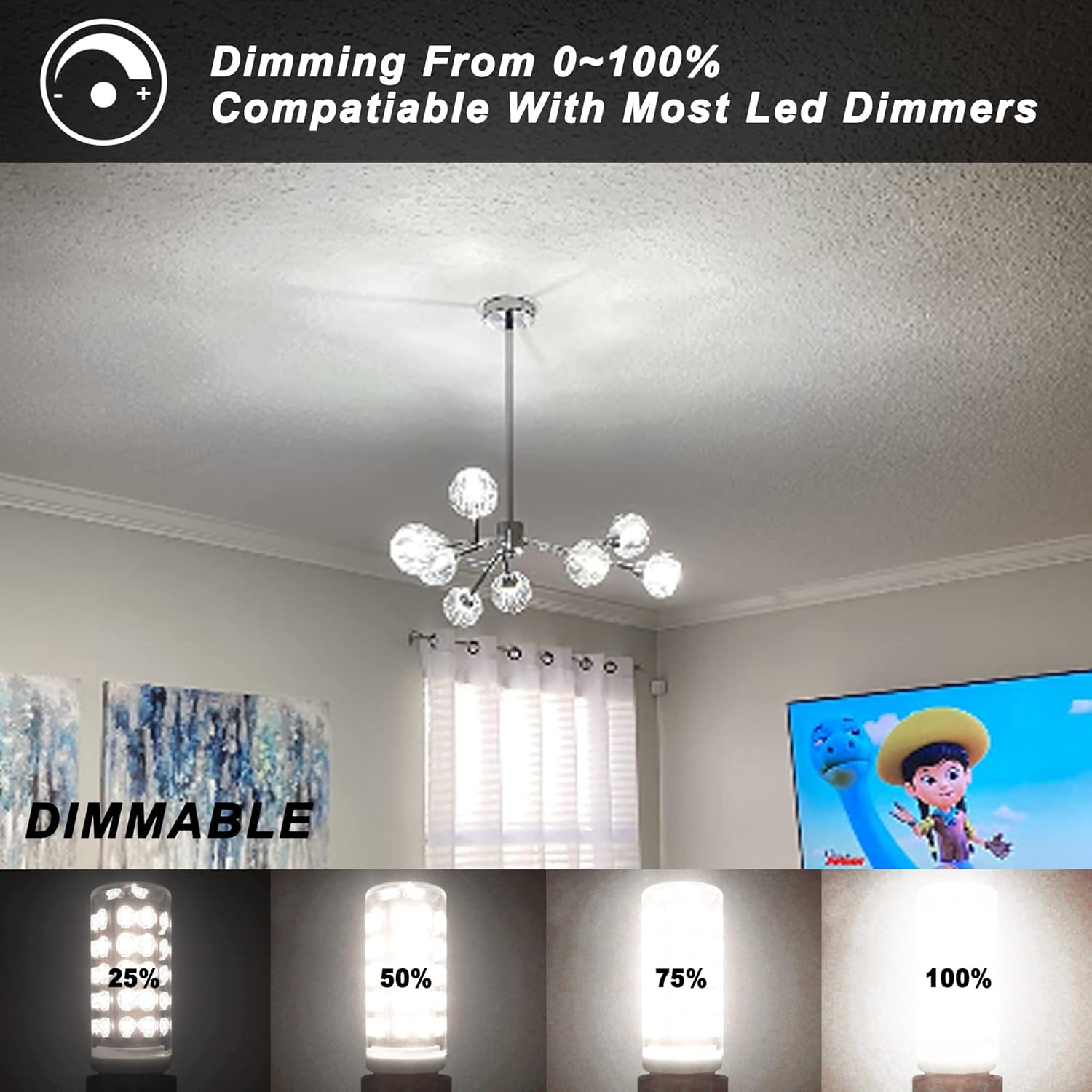 Ziomitus Dimmable E12 C7 5000k Daylight White Candelabra Led Light Bulbs 4W, E12 Kx-2000 25W-40W Halogen Equivalent, T6 Small Base 120V E12 Led Bulbs for Ceiling Fan Light Salt Lamp,450 lm(5Pack)