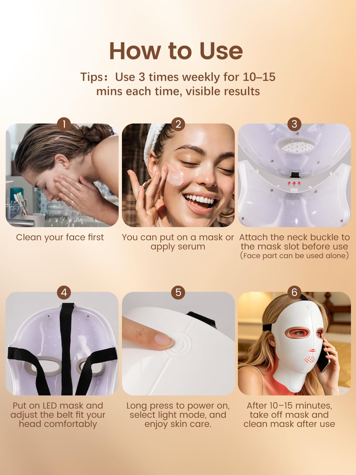 Deciniee Rotlichttherapie-Maske, Hautpflege: LED-Gesichtsmaske und Nackenmaske, 7 Farben, LED-Maske, kabellos, Anti-Aging und Hydratation für strahlende Haut, Gesichtshaut & Beauty-Geschenke