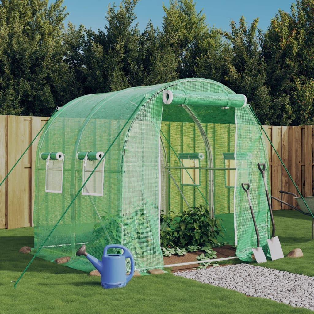 Invernadero, cubierta de PE resistente con estructura de acero galvanizado 2x2x2 m, diseño con puerta enrollable y ventanas laterales para jardinería aficionada