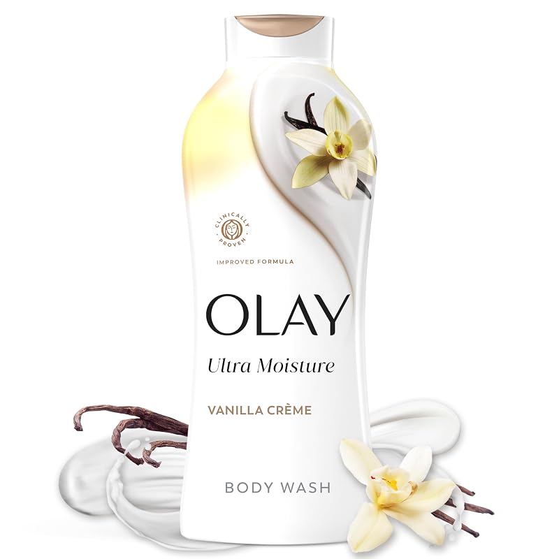 Sabonete líquido corporal Olay Ultra Moisture com fragrância Vanilla Creme, vitaminas B3 e ácido hialurônico, 650 mL