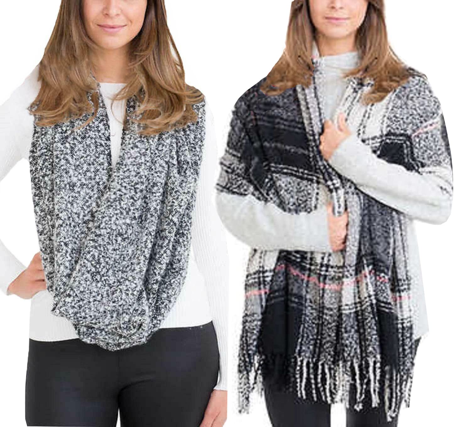 Emanuel Geraldo Women's Blanket and Infinity Scarf, 2 Pack