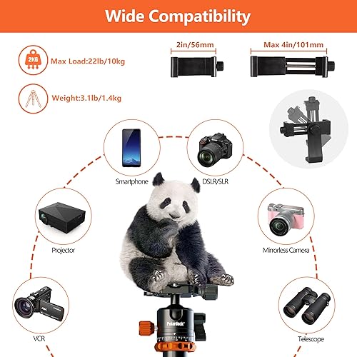 Miniatura 5 de Polarduck Trípode de cámara monopie para teléfono trípode profesional DSLR de 66 pulgadas para iPhone con soporte para teléfono y bolsa de viaje