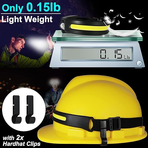 Miniatura 9 de Linterna de faro frontal, paquete de 3 faros delanteros LED recargables con luz de cabeza ancha con sensor brillante