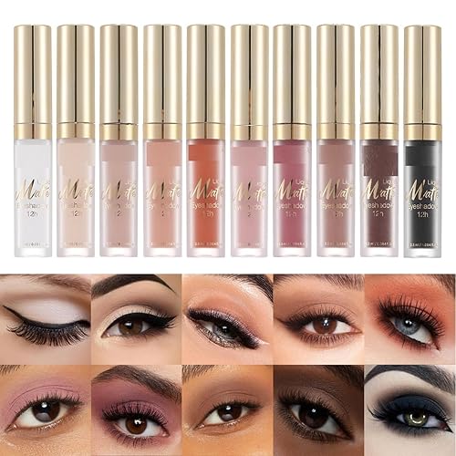 Miniatura 3 de MAEPEOR Sombra de ojos líquida mate, 8 colores, sombra de ojos cremosa, suave y cremosa, de larga duración e impermeable, sombra de ojos ligera (P01