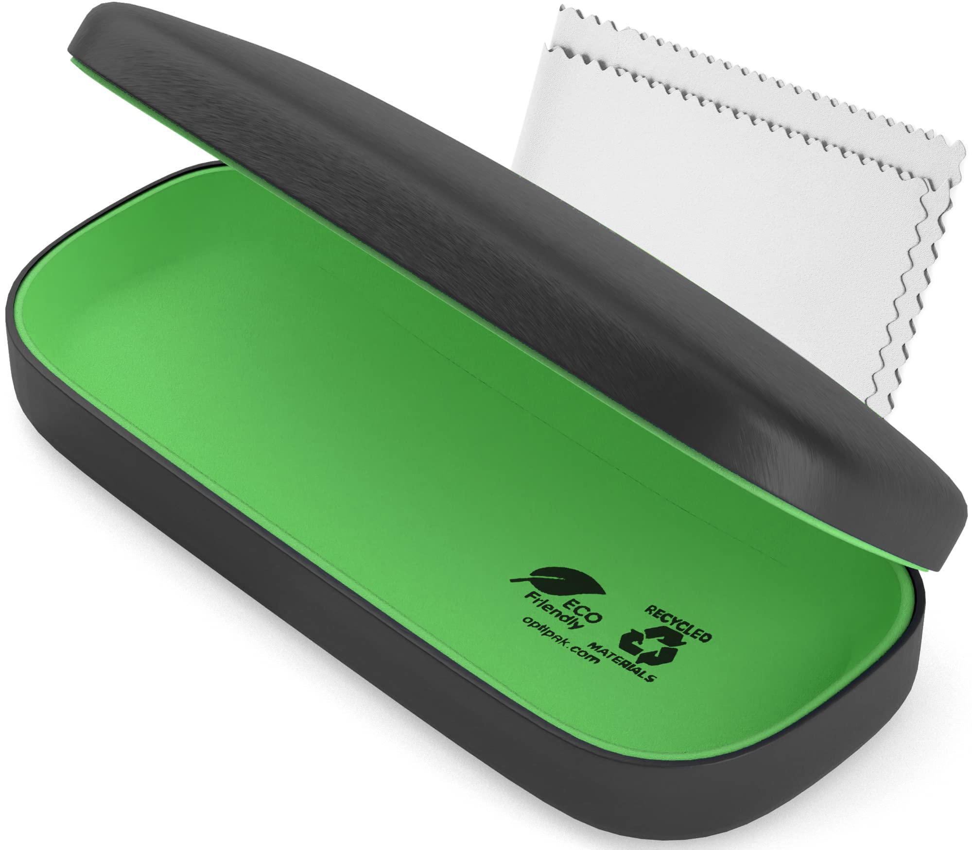 OPTIPAKHard Shell Glasses Case - Eco Friendly Large Eyeglass Hard Case with Microfiber Cleaning Cloth - Brushed