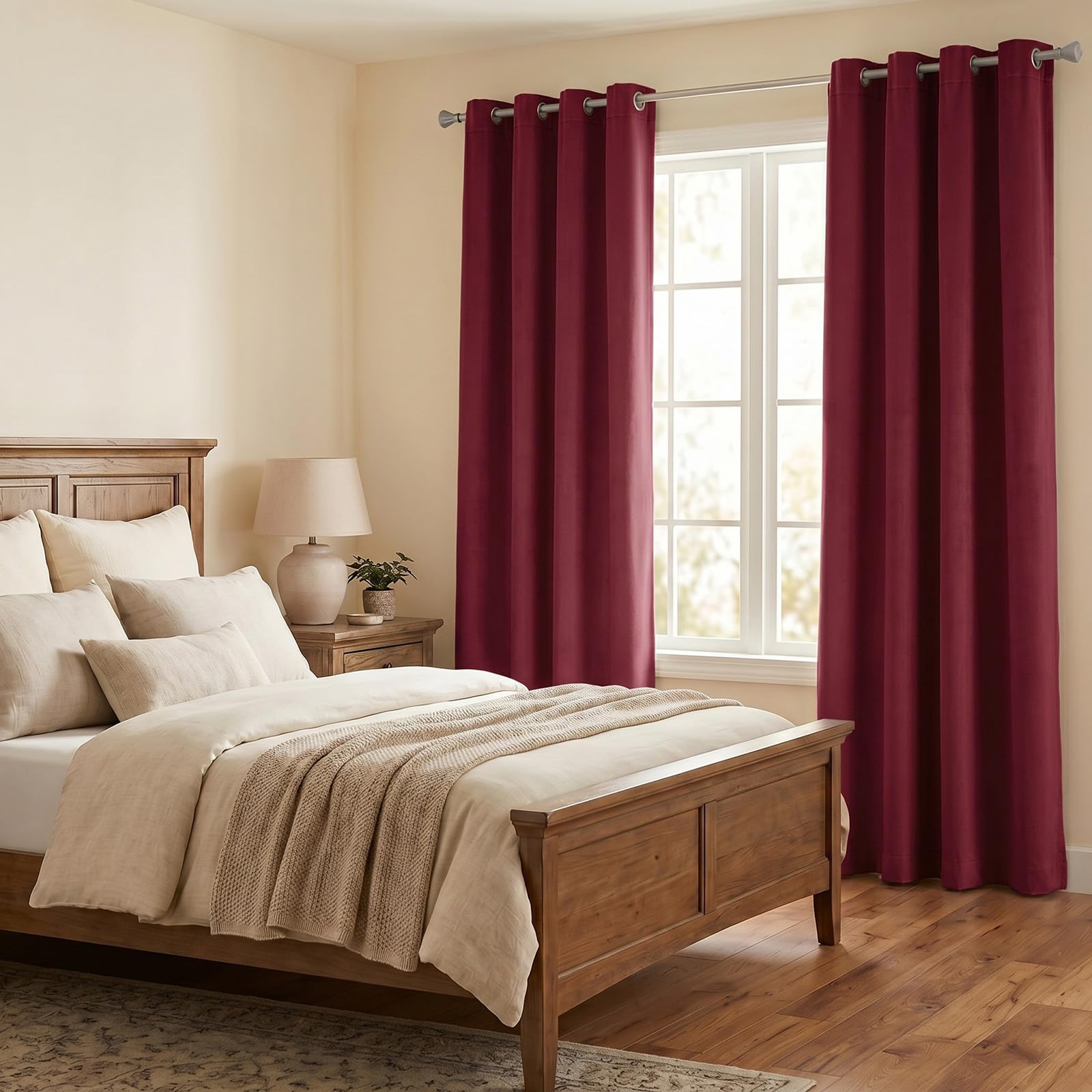Ystyle Rideau Velours Thermiques Lot De 2, Rideau 100% Occultant, 140×225cm, Bourgogne