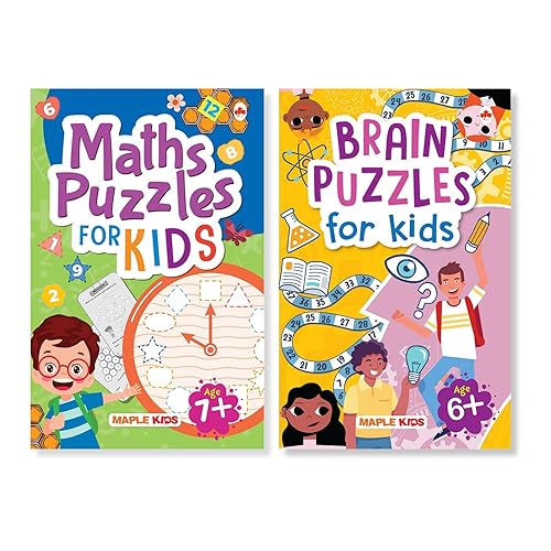 Activity Books for Kids - Maths and Brain Puzzles (Set of 2 Books) - Brain Activities for Kids - Age 6+ - Brain Teasers and Puzzles - Brain Boosting Activity Book - Activities for Cognitive Development