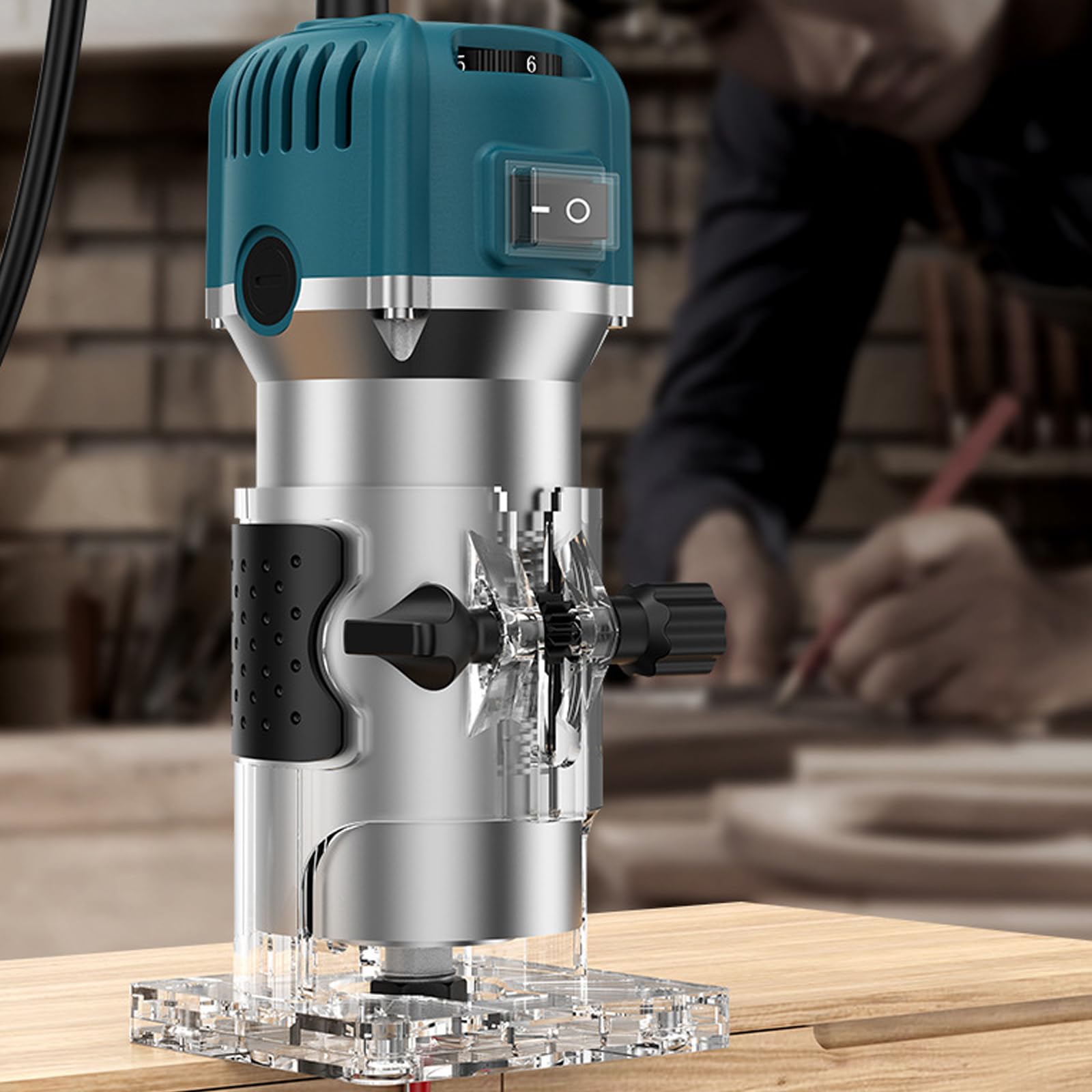 Router Elettrico Diametro 6,35 mm,Fresa Elettrica per Laminati 800 W Fresatrice per Bordi Professionale 30.000 Giri/Min,con set di Frese per Scanalature Nel Legno da 15 Pezzi
