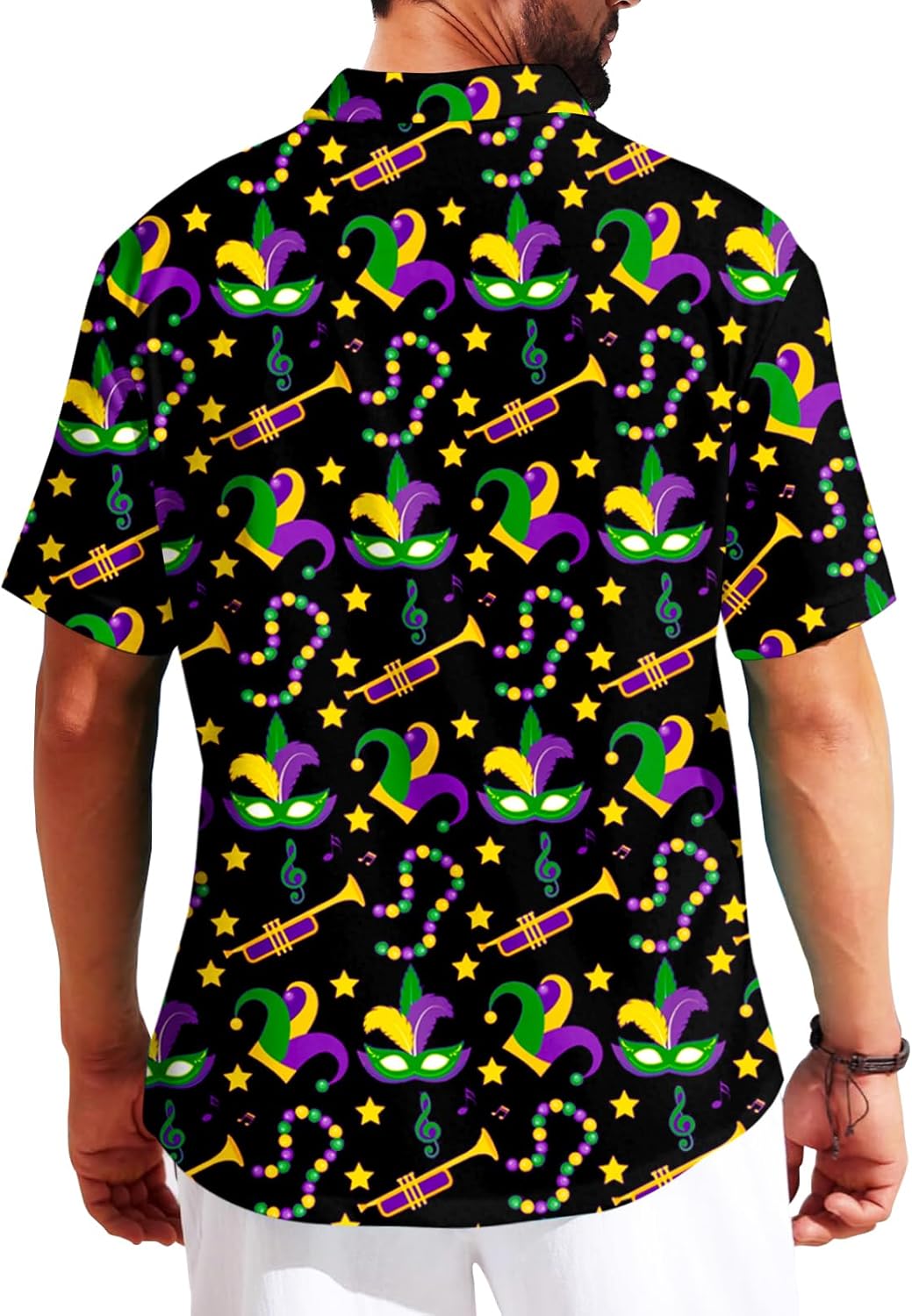 AOBUTE Men Valentines Shirts Mardi Gras Hawaiian Shirt Funny Fat Tuesday Holiday Top - Image 6
