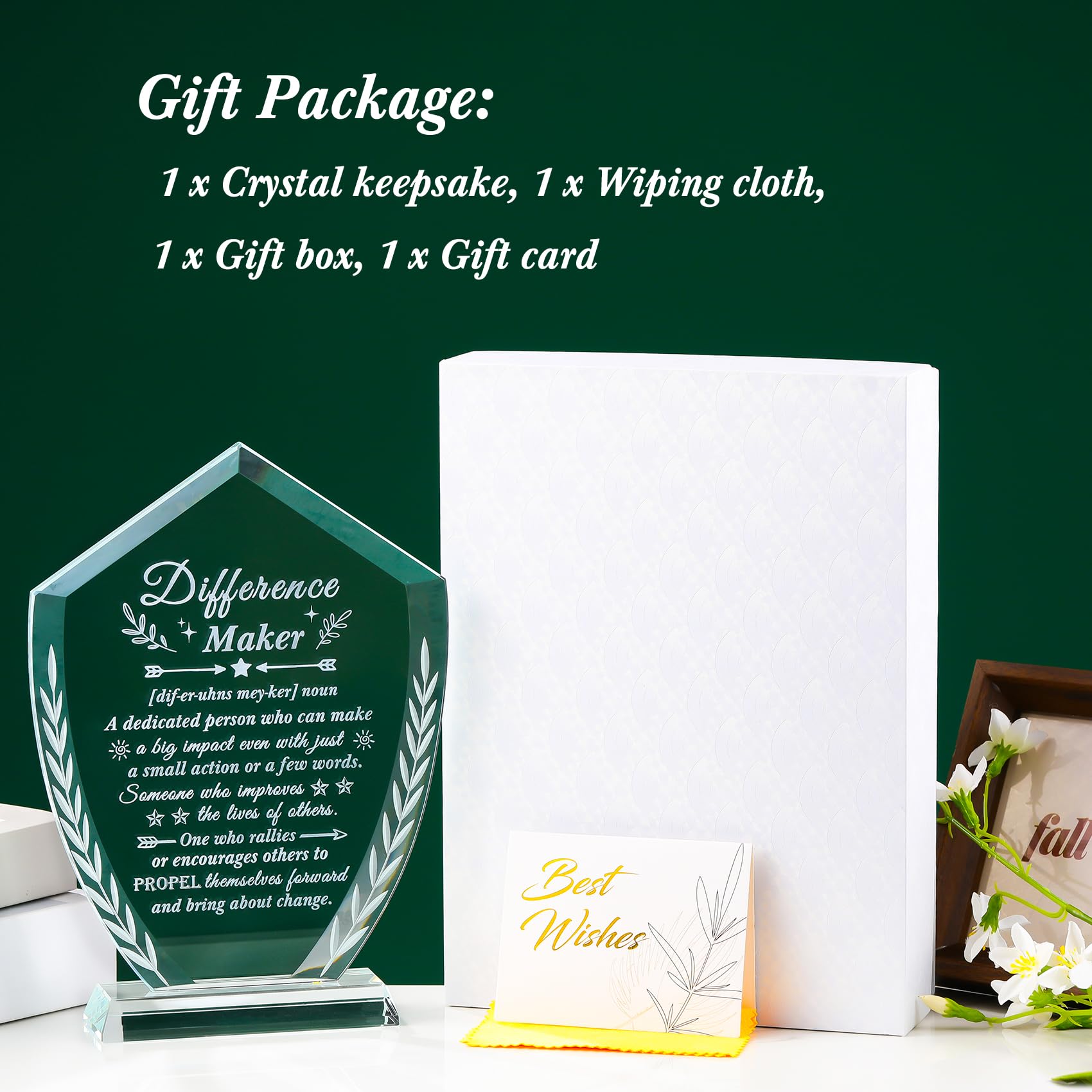 Difference Maker Gifts – Targa con definizione in cristallo incisa al laser, regalo ispiratore, decorazione da scrivania per insegnanti, infermiere, mentori, capo, ricordo di apprezzamento per la