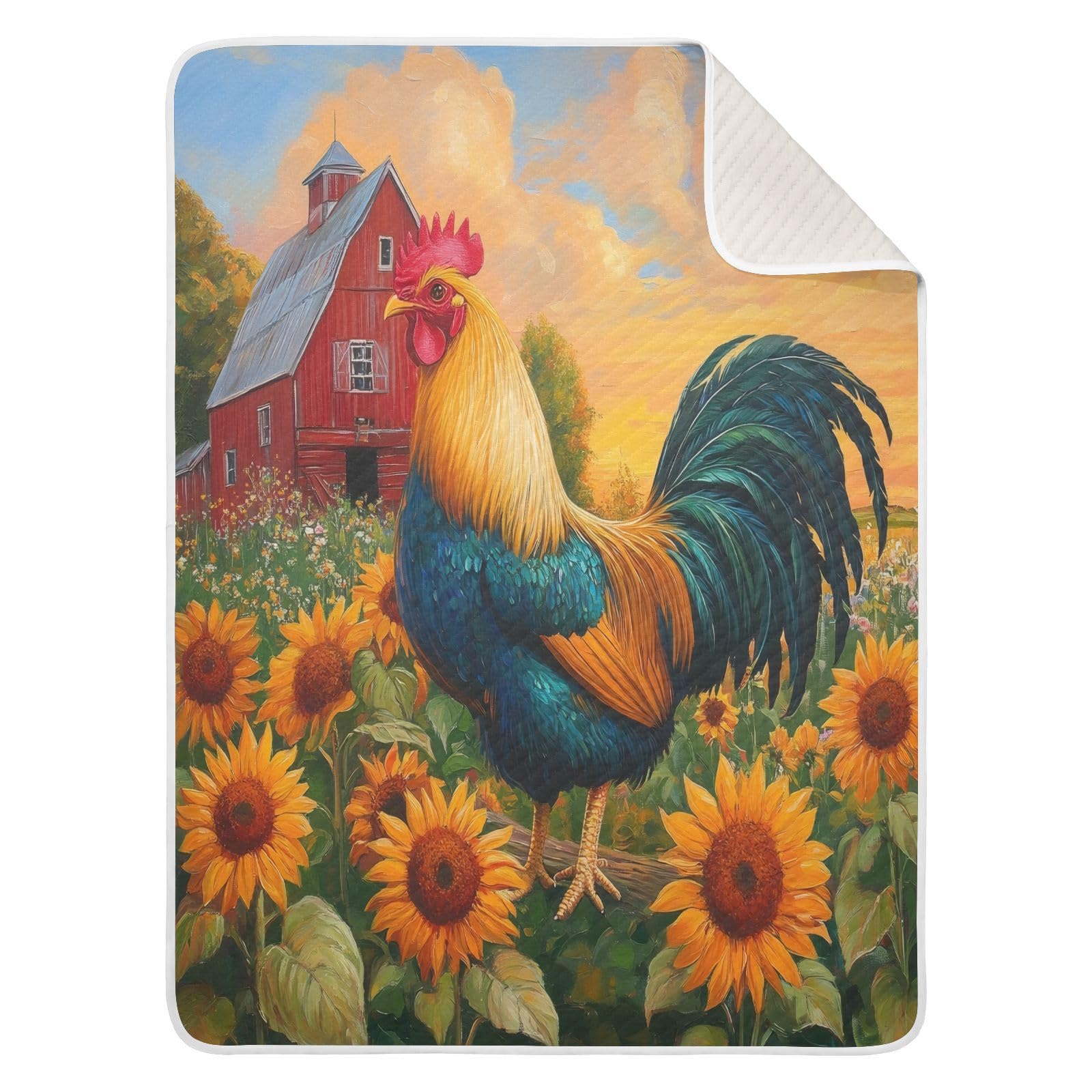 Burbuja Rooster in Garden Baby Blanket for Boys Girls, Nursery Soft Warm Swaddling Receiving Baby Blankets, 30x40 in Toddler Blanket