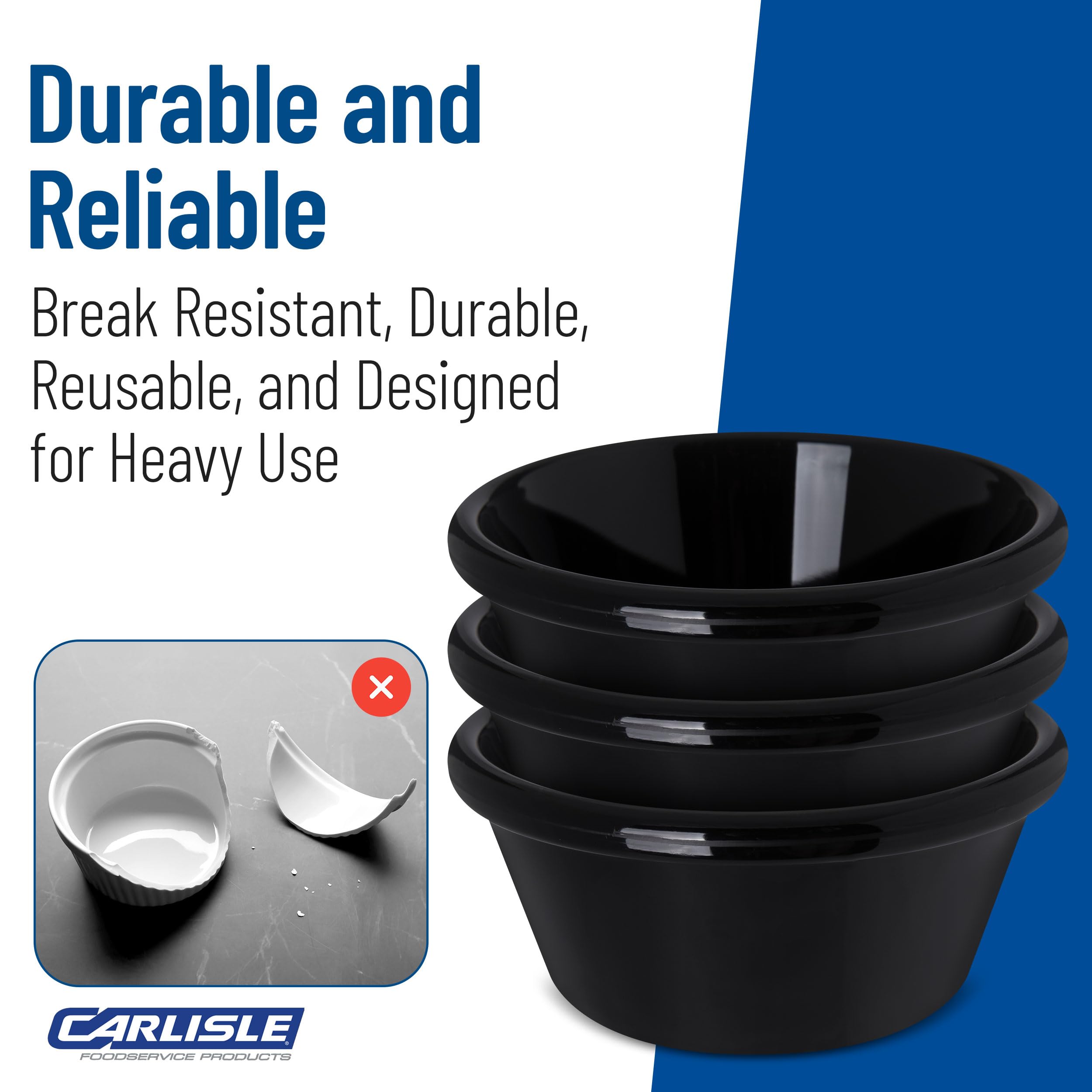 Carlisle 4312603 SAN Smooth Ramekin, 6 oz Capacity, 1.80" Height, Black (Case of 48)