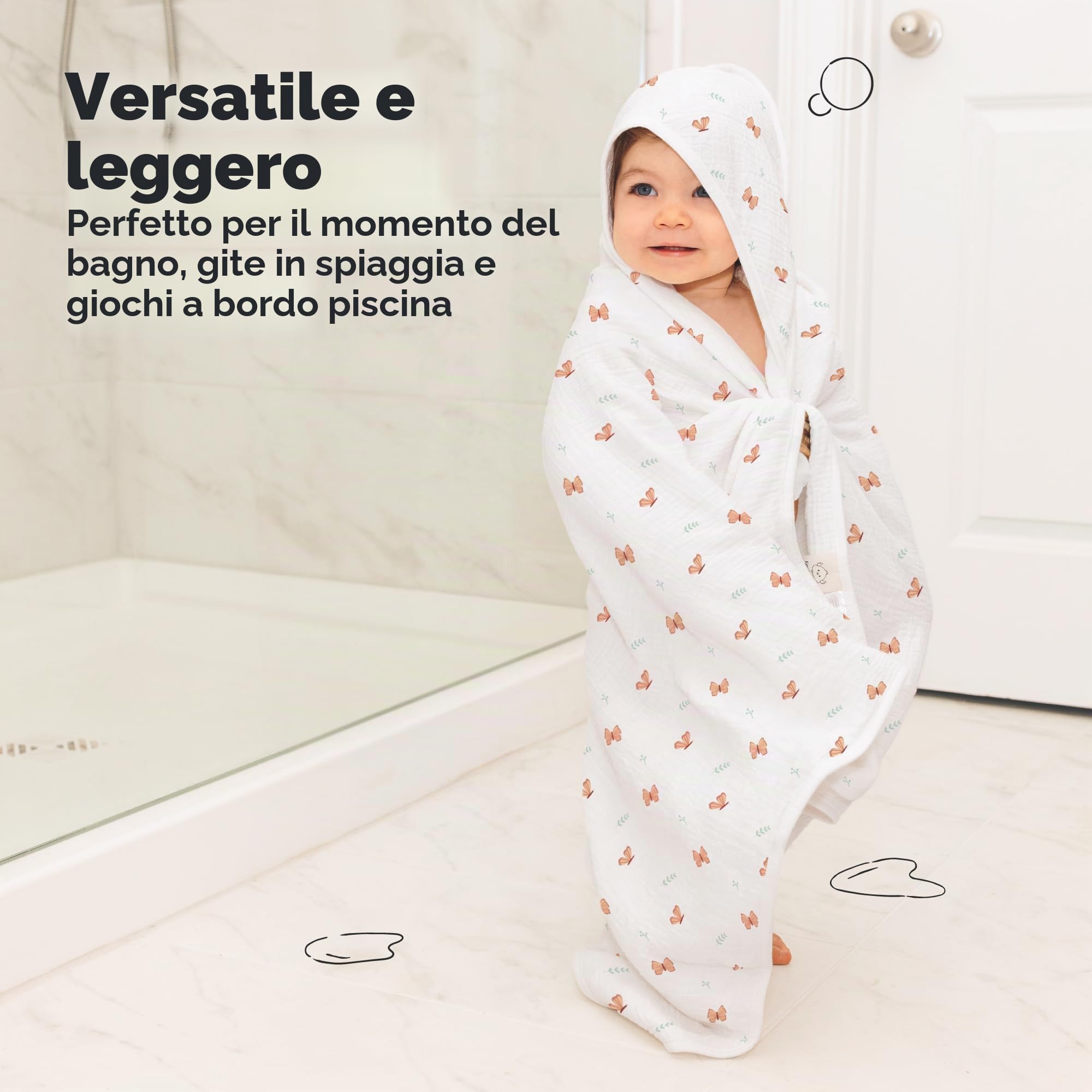KeaBabies asciugamano in mussola con cappuccio per bambine e bambini - asciugamano con cappuccio in 100% cotone biologico per neonati e bambini, morbido e assorbente con cappuccio (Monarch)