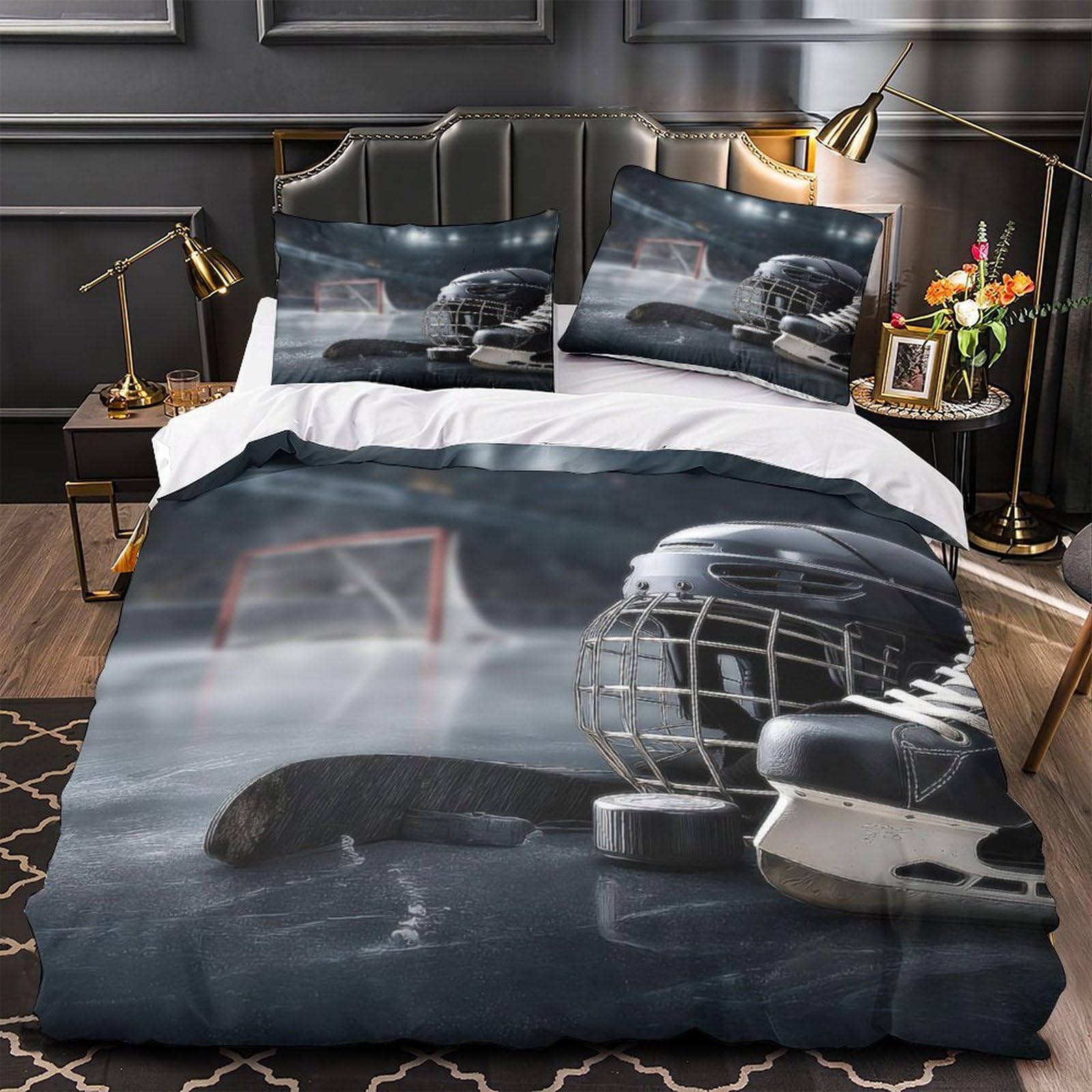 Housse de couette hockey 140x200 équipement sportif lit 3D
