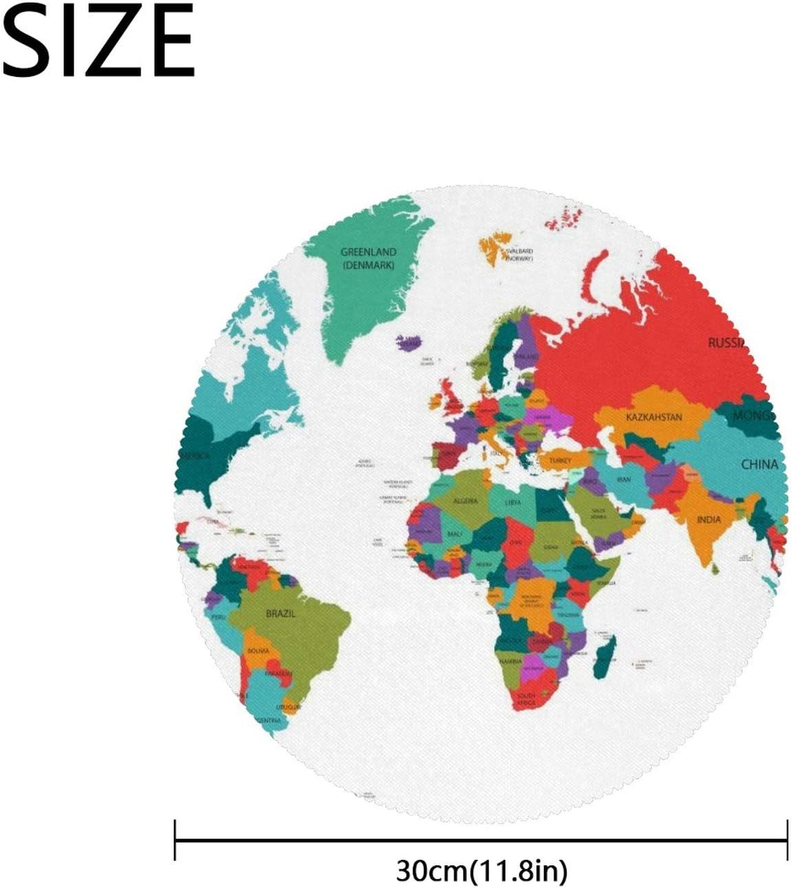 Amazon 世界地図 カラー 国 ランチョンマット 円形 義務用 断熱 撥水 防汚 速乾 水洗いok 耐久性 子供 家庭用 シンプル 便利 お手入れ 便利 4枚セット 30x30cm ランチョンマット オンライン通販
