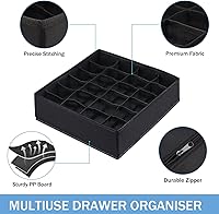 Vista 7 de Cubos de Almacenamiento Plegables Cajón Organizador de Ropa Interior con Divisores, Organizador Bajo Gabinete Cajas de Almacenamiento de Tela de 24