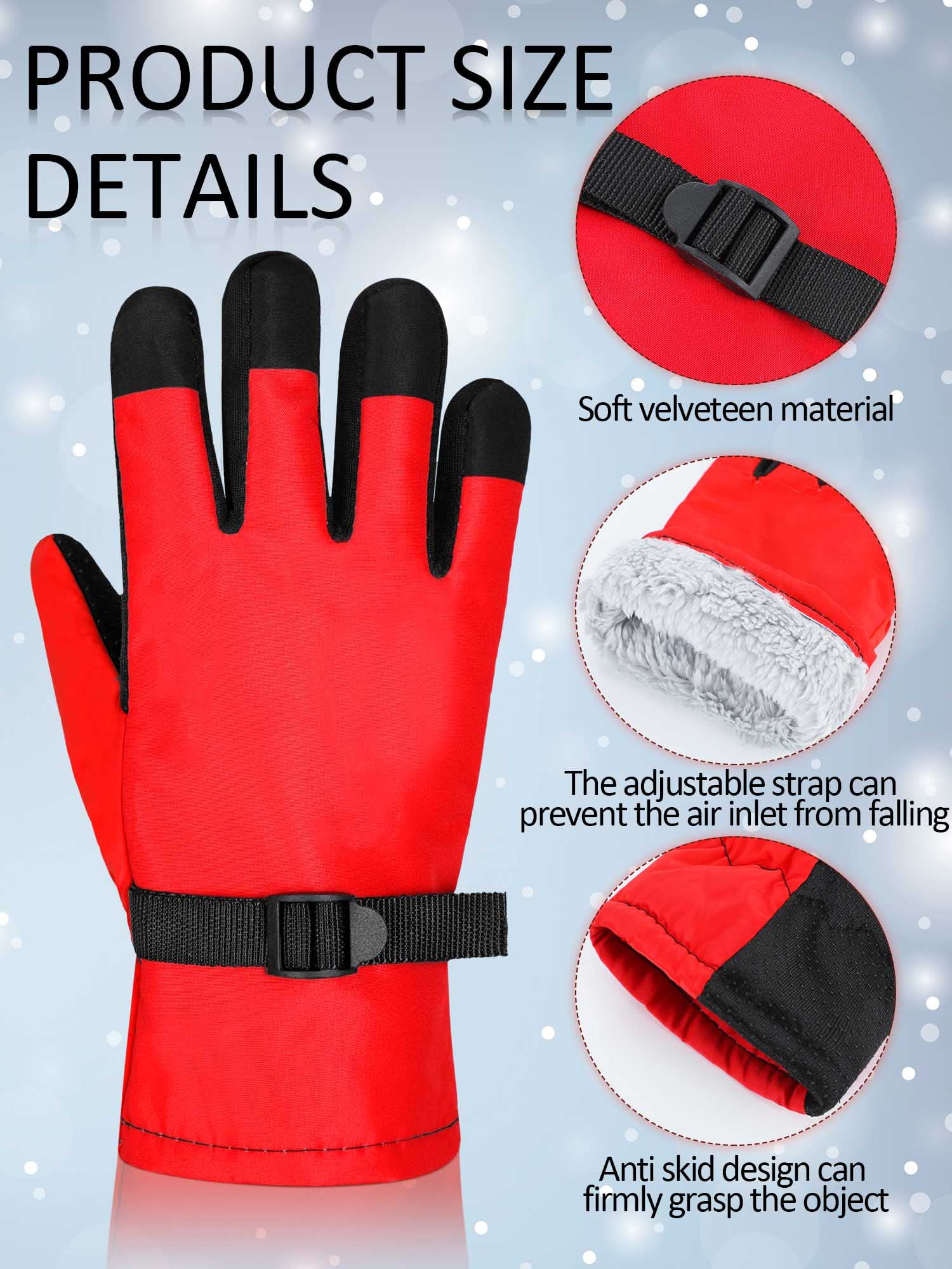 Boyiee 12 Pares Guantes Cálidos de Esquí de Nieve Guantes de Invierno para Niños Impermeables