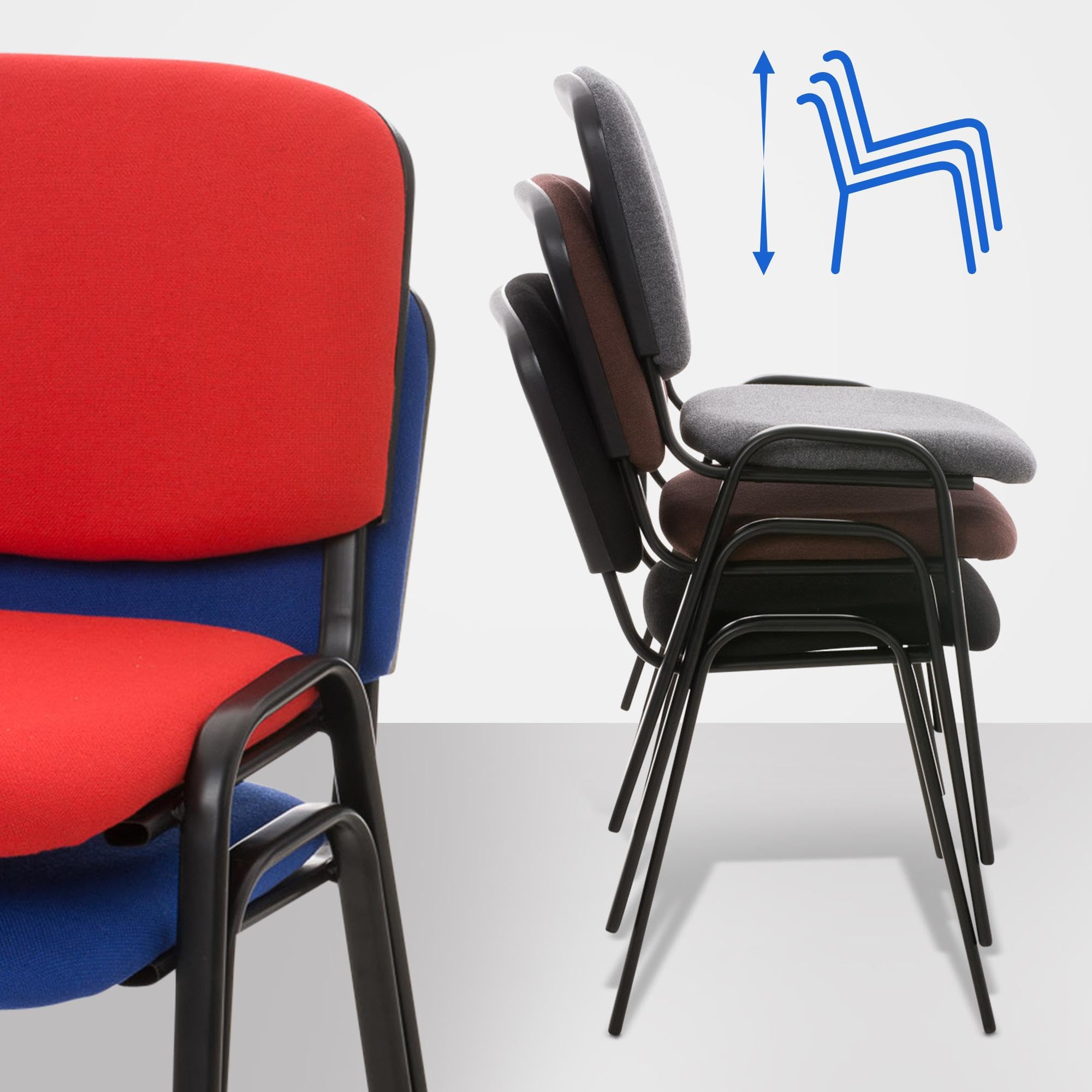 CLP Chaise Visiteur Empilable Ken en Tissu I Chaise De Reception Confortable avec Dossier Et Pieds en Métal Robuste, Couleur:Bleu