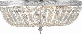 Crystorama 3 Light Clear Hand Cut Polished Chrome Flush Mount