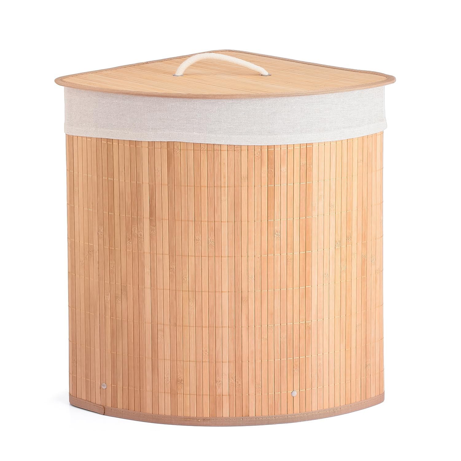 Lifelong Bamboo Laundry Basket for Clothes Storage with Rope Handles & Lid | Large Foldable Bag for Clothes Ideal for Corners | Durable, Stylish, Water-Resistant Basket with Washable Bag-image-34