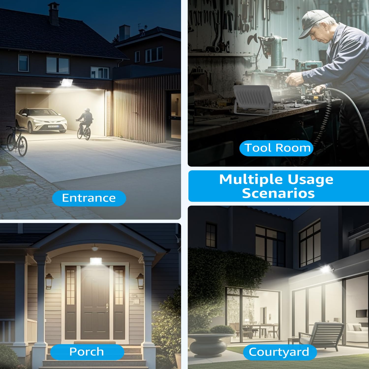 Aigostar Foco LED Exterior 30w, 2450LM Foco Proyector LED, IP65 Impermeable Luz de Seguridad, Natural 4000K Luces exterior, Para Jardín, Patio, Garaje, Paquete de 10