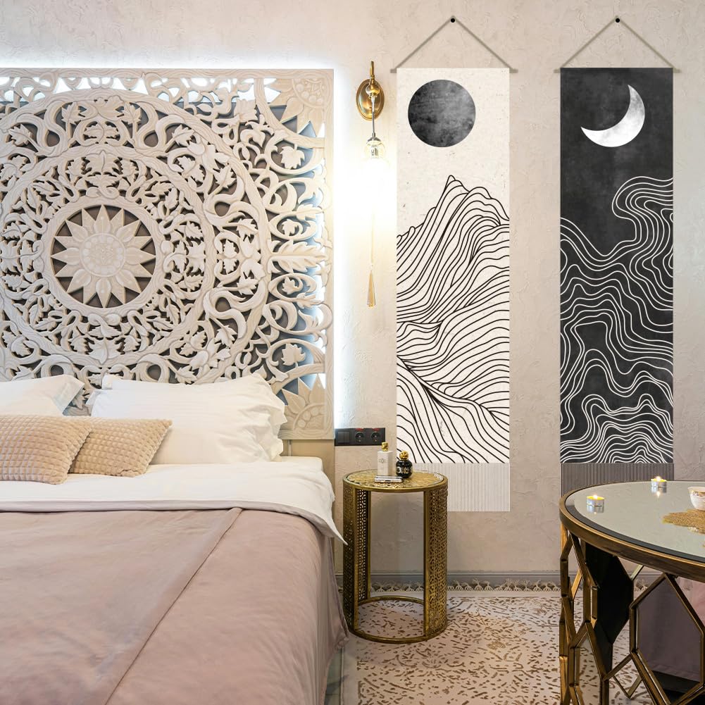 Beige Bord tressé bohème tapisserie murale bohème chambre à coucher