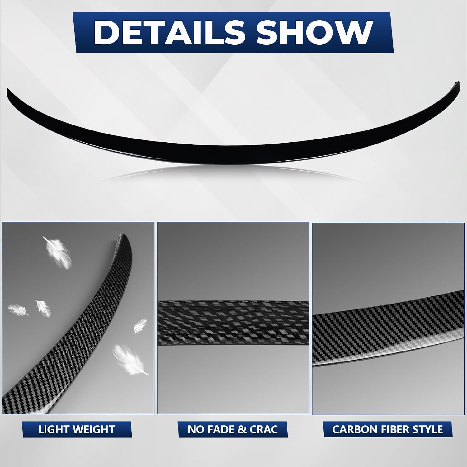 Spoiler Fit for 2020-2024 Tesla Model Y | Carbon Fiber OEM-Style Rear Wing | Easy Drill-Free Installation