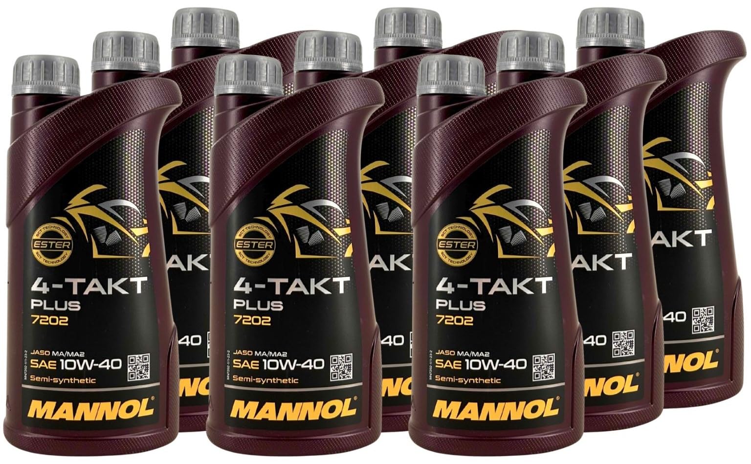 Mannol 4-Takt Plus 10W-40 Motoröl MN7202-9 Liter Set (9x1 Liter) für Motorräder, Roller & Quads