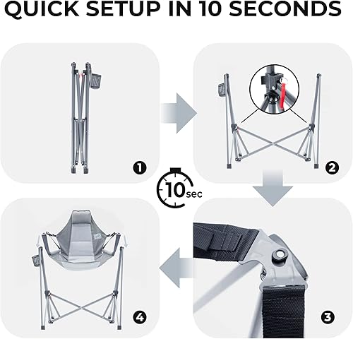 Miniatura 6 de Camphor Designs Silla hamaca portátil  Silla reclinable plegable con reposacabezas y soporte para bebidas  para exteriores y deportes playa césped