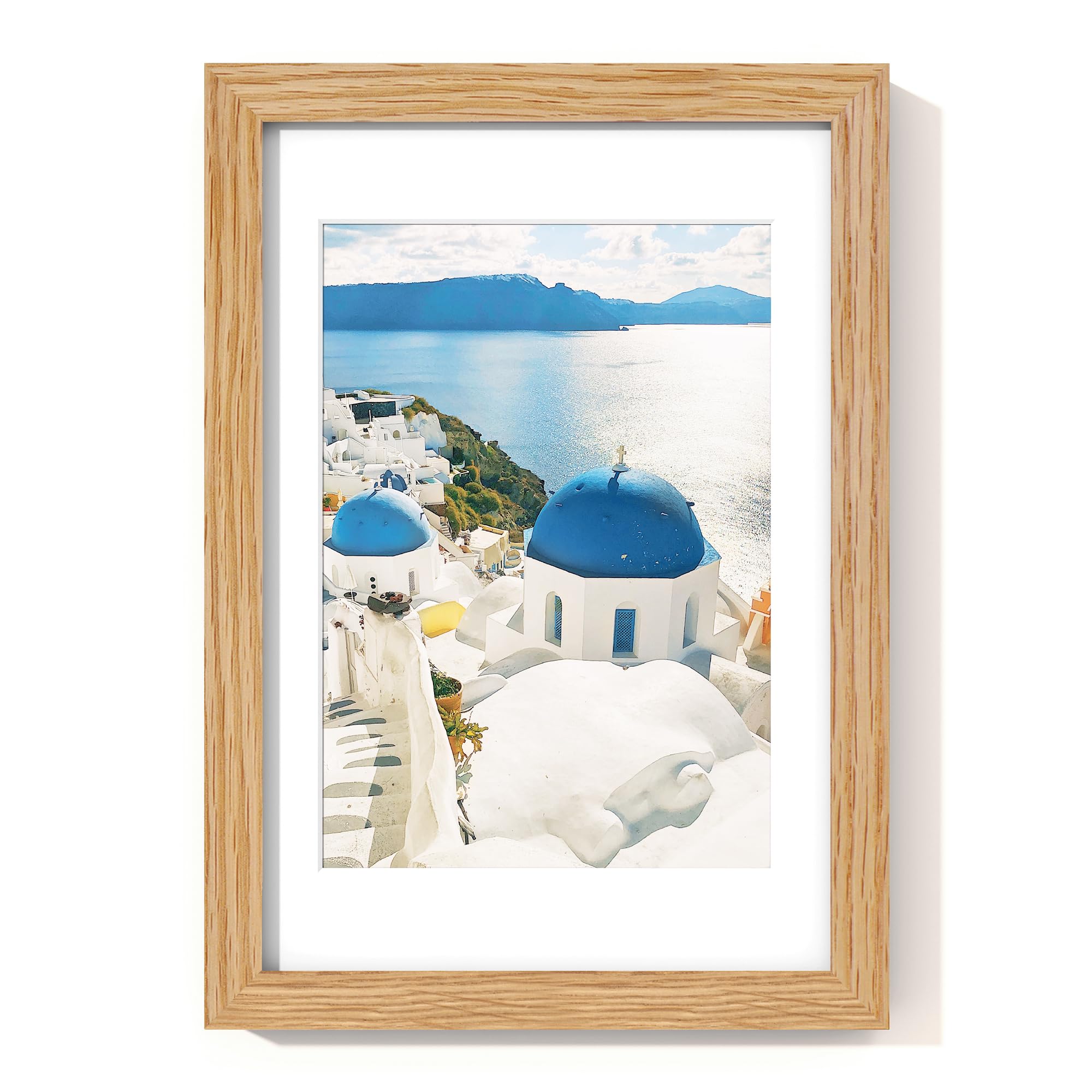 A4 Picture frame Solid Oak Wood, 8.3 x 11.7 Frames for Wall, A4 Photo Frame with Mat for A5 inch Print, 8.25 by 11.75 Poster Frames, 8.3x11.7 Frame with Glass, Wall Kit, Natural Oak — image 1