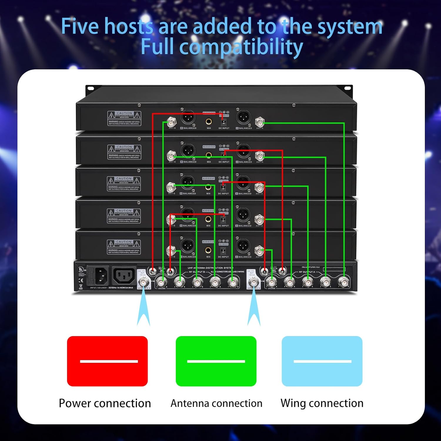 UHF Wireless Antenna Distribution System, Active Directional Antennas Wireless Microphone System with Antenna Paddle for Stage Performance,Wedding, Live Shows with Antenna Paddle, 3280FT