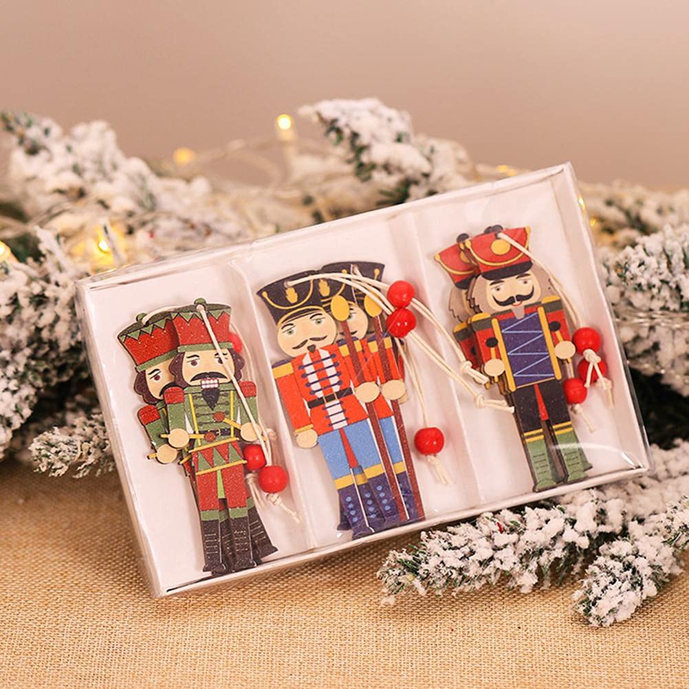 9 Décorations De Noël En Bois à Suspendre - Soldats Casse-Noisette Colorés - 15.7x10cm - Pour Sapin, Porte, Fenêtre - Lot Complet
