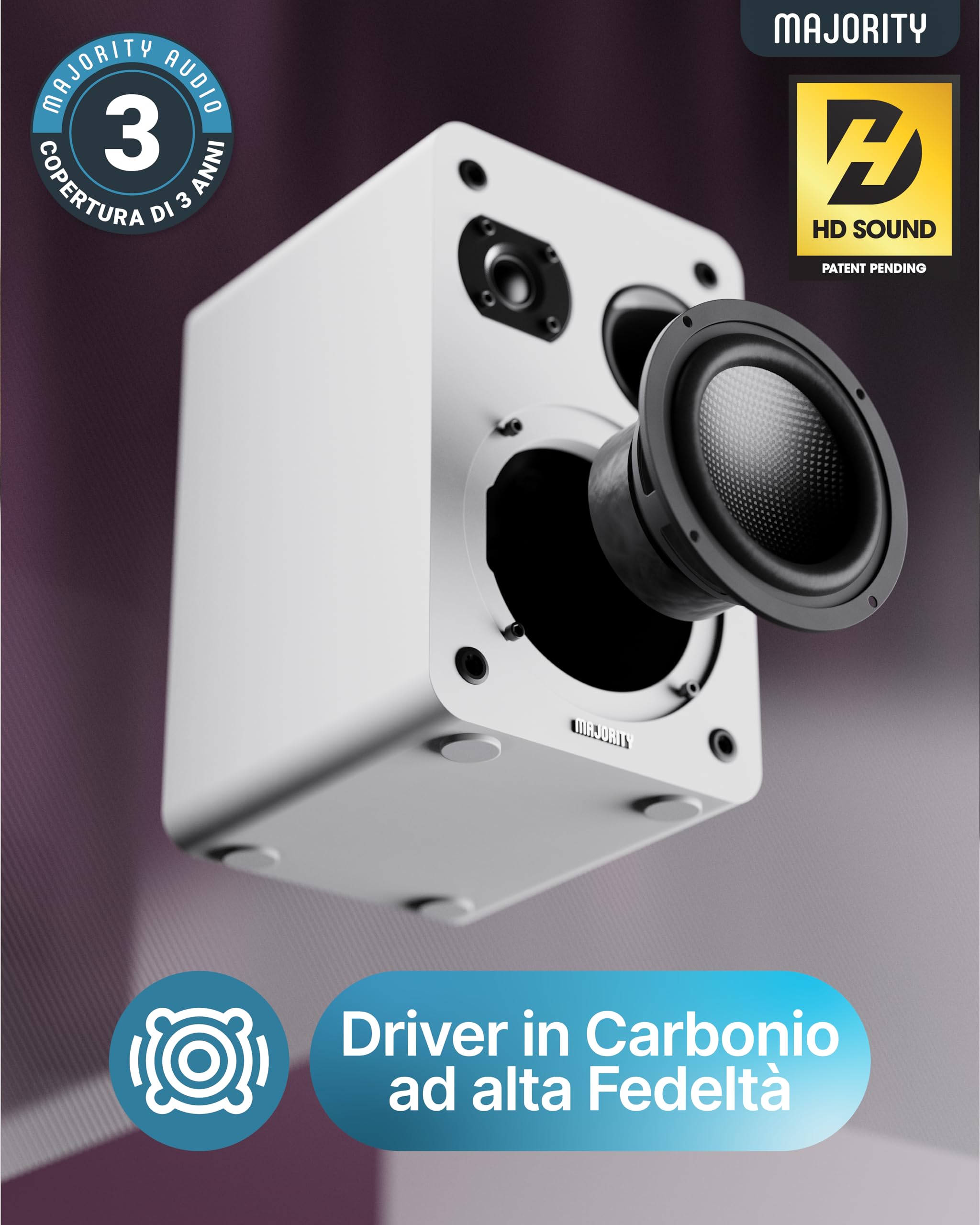 Majority Altoparlanti HiFi Passivi Home Theater Coppia | Stereo Da Scaffale Suono Surround per Giochi Musica e Streaming Video | Casse Passive | Studio Diffusori | Uscita TV Audio Streaming D70X