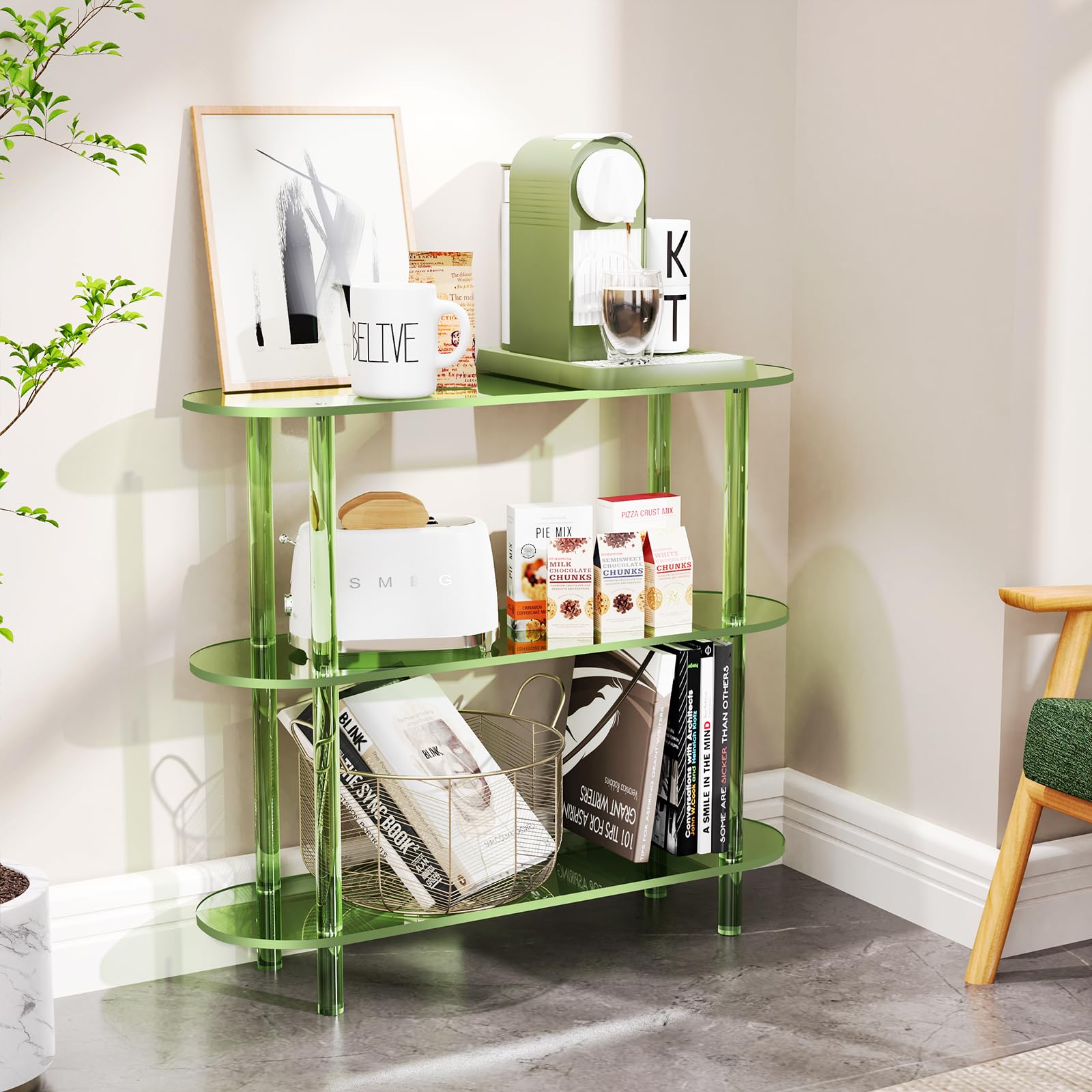 Bijzettafel Van Acryl, U-Vormig Klein Bijzettafeltje Transparant Nachtkastje Badkamerkruk Salontafel for Slaapkamer En Woonkamer (Color : Clear, Size : 30 * 30 * 65cm/12 * 12 * 26in