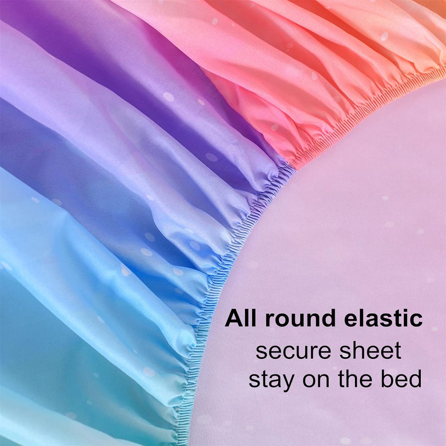 Rainbow Sheets Queen Size 4 Piece, Tie Dye Pastel Girls Sheet Set for Kids Teens, Glitter Fun Girly Bed Sheets Soft Microfiber Rainbow Bedding Set 1 Fitted Sheet 1 Flat Sheet 2 Pillowcases