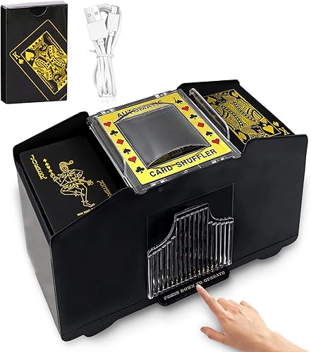 Barajador automático de cartas con 4 barajas, funciona con USBbatería con 1 baraja de cartas y cable USB, barajador de cartas para UNO, Poker,