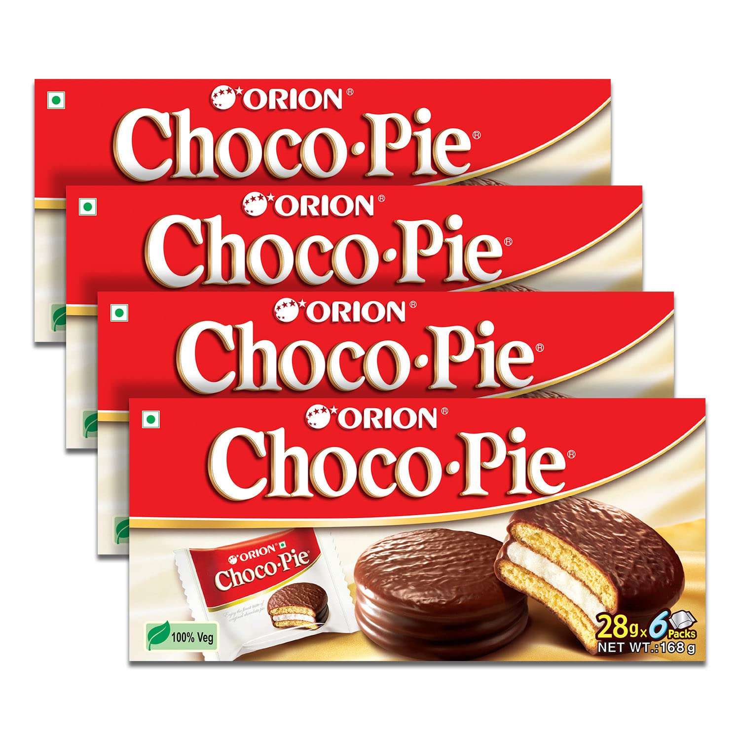 Buy ORION Choco Pie Chocolate Coated Biscuit, 4 x 6 piece pack (24 pies