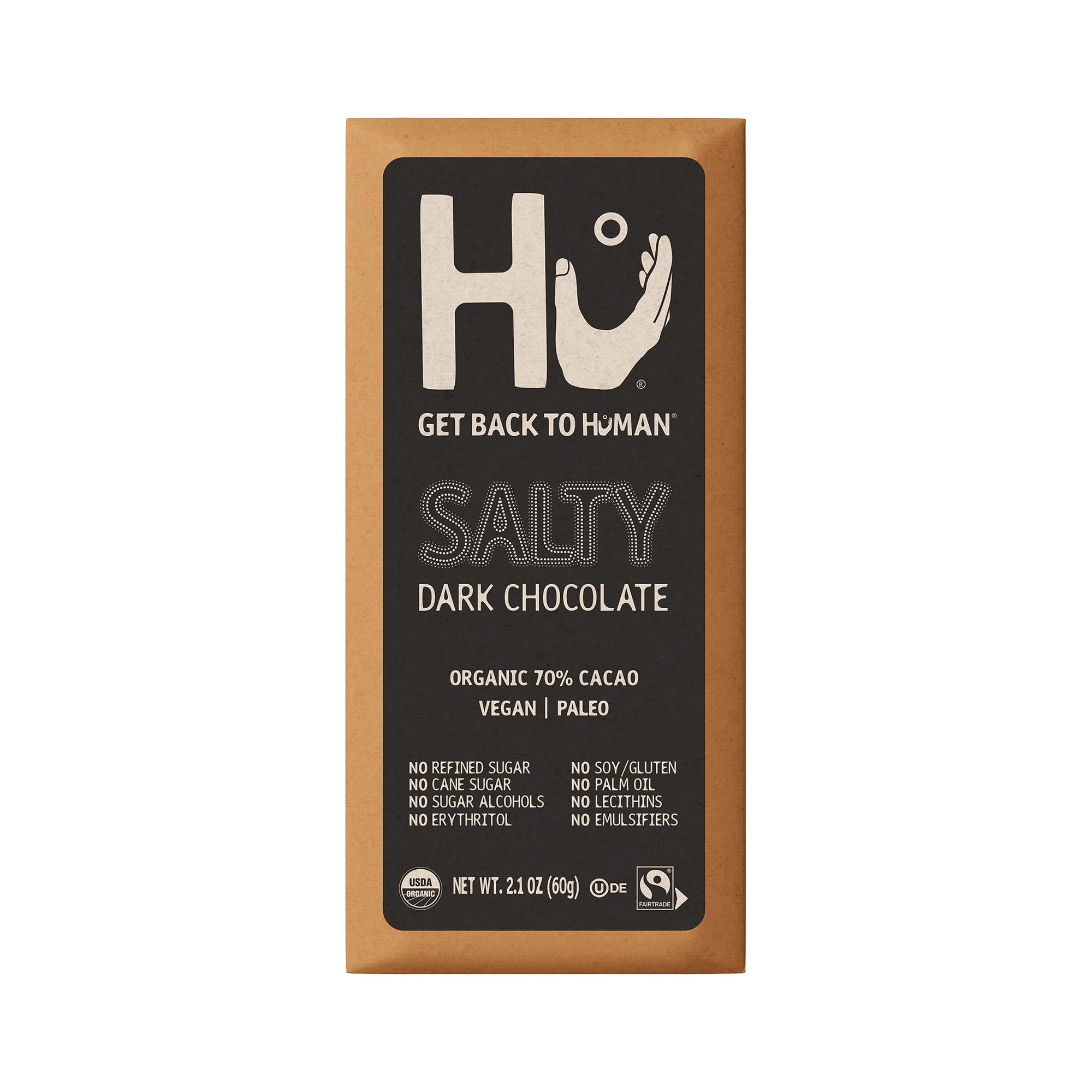 Chocolate Bars | 12 Pack Salty Chocolate | Natural Organic Vegan, Gluten Free, Paleo, Non GMO, Fair Trade Dark Chocolate | 2.1oz Each