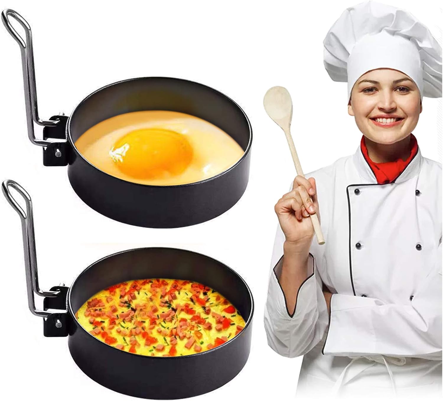 YEAILIFE Egg Ring, Round Egg Cooker Rings For Cooking, Stainless Steel Non Stick Metal Circle Shaper Mold, Household Kitchen Cooking Tool for Frying McMuffin or Shaping Eggs, Egg Maker Molds
