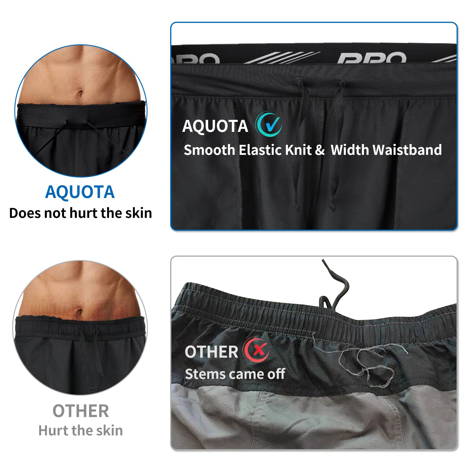 aquota 2 Pezzi Pantaloncini da Running da Uomo, 2 in 1 Pantaloncini da Corsa Uomo 9" 5" Pantaloncini Palestra Neri Leggeri ad Asciugatura Rapida Basket Tuta con Tasche Zip Passanti per Asciugamano