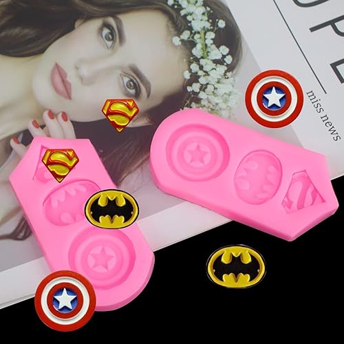 Miniatura 4 de Molde de silicona de superhéroe, 2 moldes para fondant, moldes de caramelo y chocolate