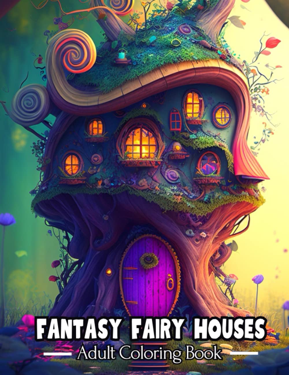 Fantasy Fairy Houses: An Adult Coloring Book With 50 Fine Line Grayscale Magical Drawing Images For Relaxation, Stress Relief, and Fairy Tale ... Book For Relaxation and Stress Relief)