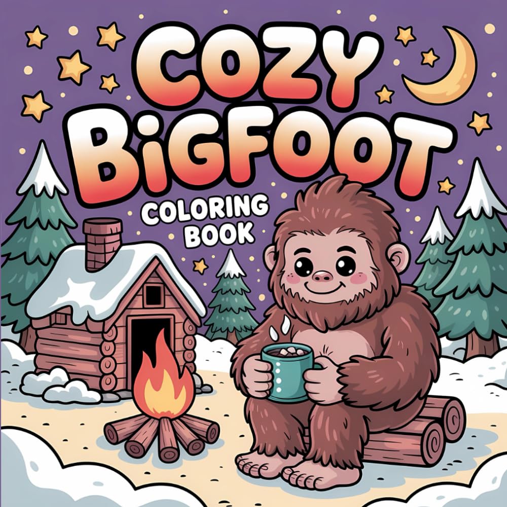 Cozy Bigfoot Coloring Book: Easy and Fun Bigfoot Illustrations A Relaxing and Cozy Holiday Gift Coloring Book for Kids and Adults