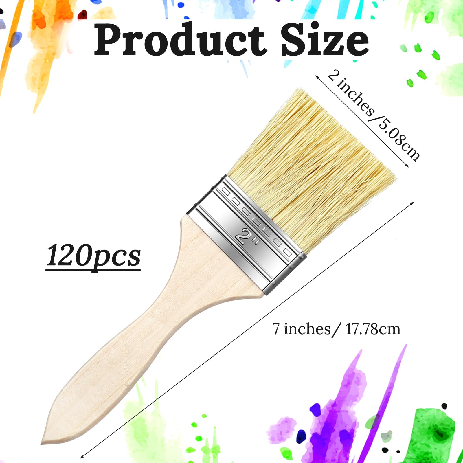 Juego de 120 pinceles de 5 cm, para pintura, barniz, pegamento, epoxi, manualidades, madera, paredes y muebles