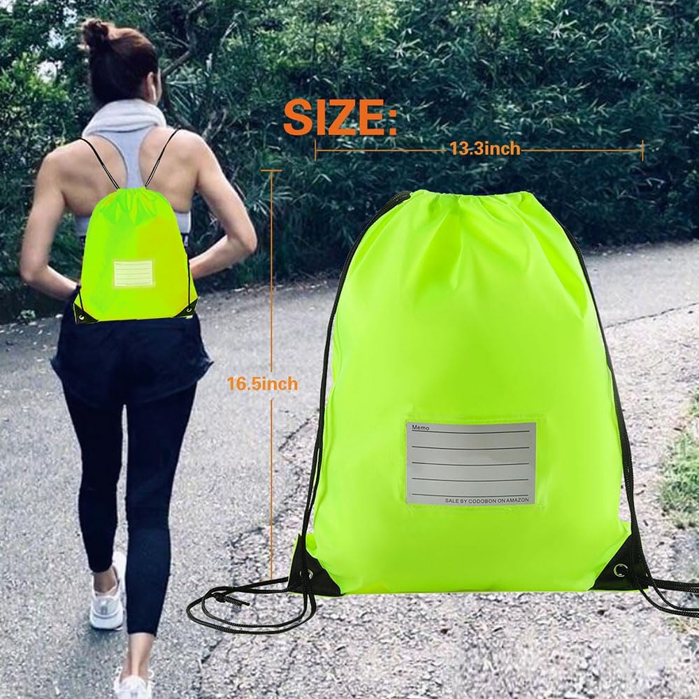 40 Pcs Drawstring Bags,Bulk Draw String Backpack, DIY Gym Sports Cinch Bag Sackpack for Women Men, Fluorescent Green - Image 5